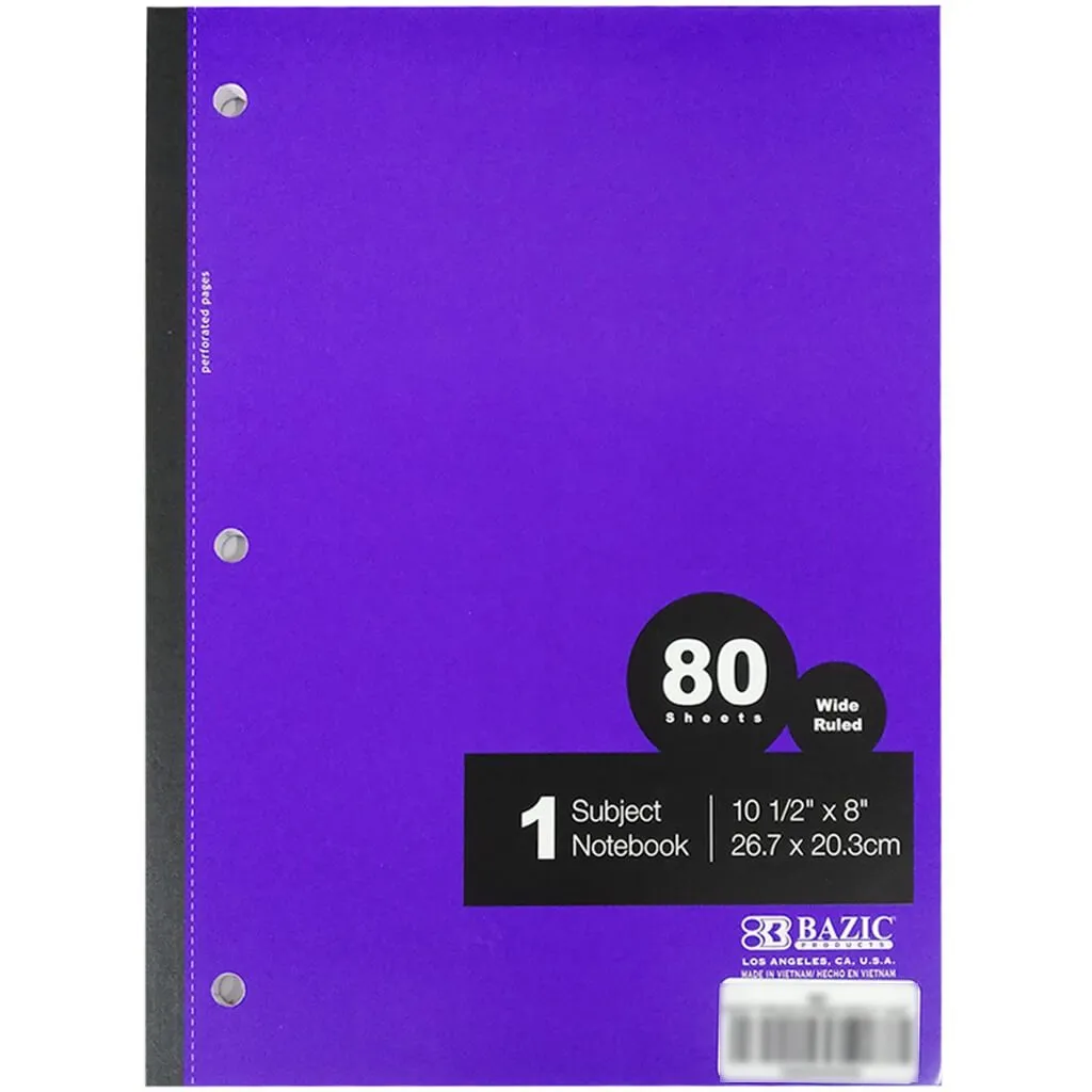 1-Subject Wireless Notebook W/R 80ct Violet
