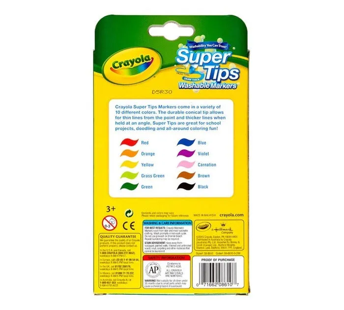 10 Colors Super Tips Washable Marker