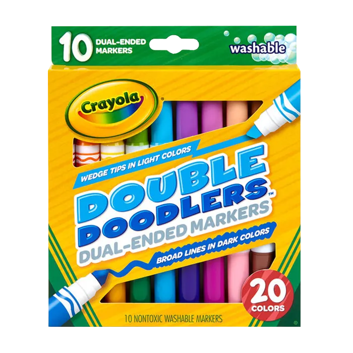 10 DUAL-ENDED (20 COLORS) WASHABLE DOUBLE DOODLERS