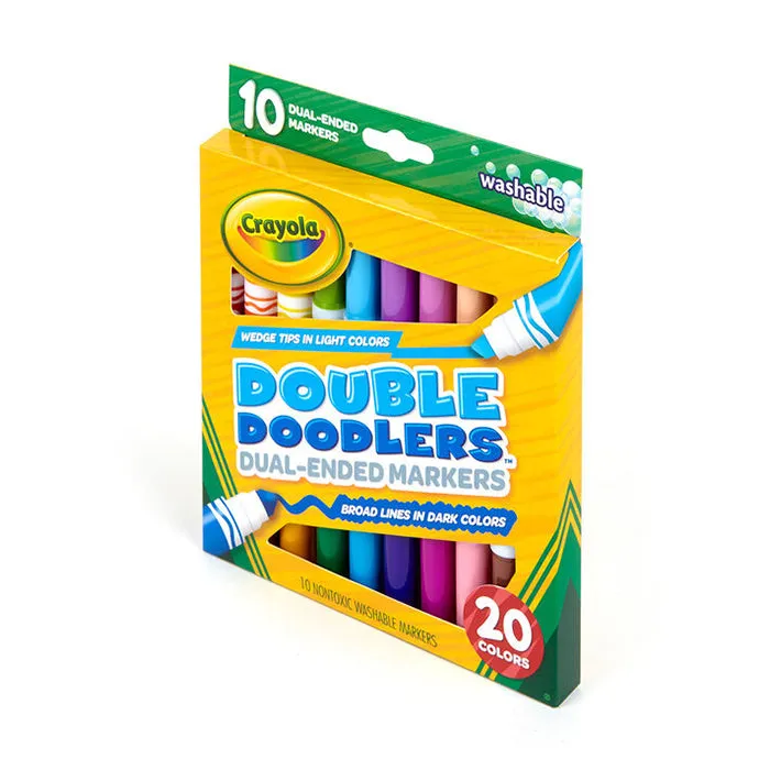 10 DUAL-ENDED (20 COLORS) WASHABLE DOUBLE DOODLERS