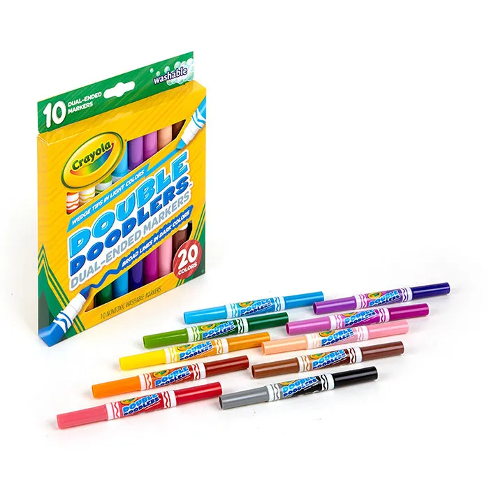 10 DUAL-ENDED (20 COLORS) WASHABLE DOUBLE DOODLERS