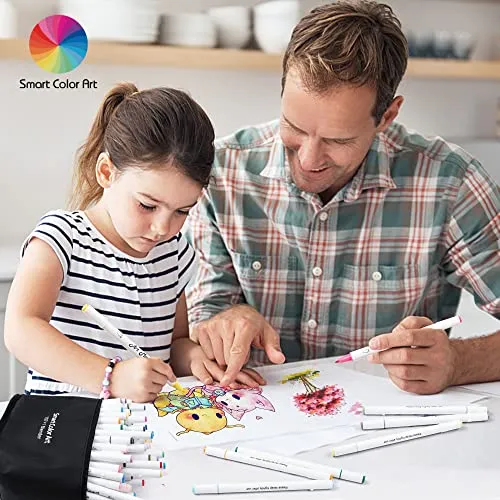 108 Pack Art Markers, 107 Coloring Markers and 1 Blender, Alcohol Based Dual Tip Permanent Markers Highlighters with Case, Excellent for Adults Kids