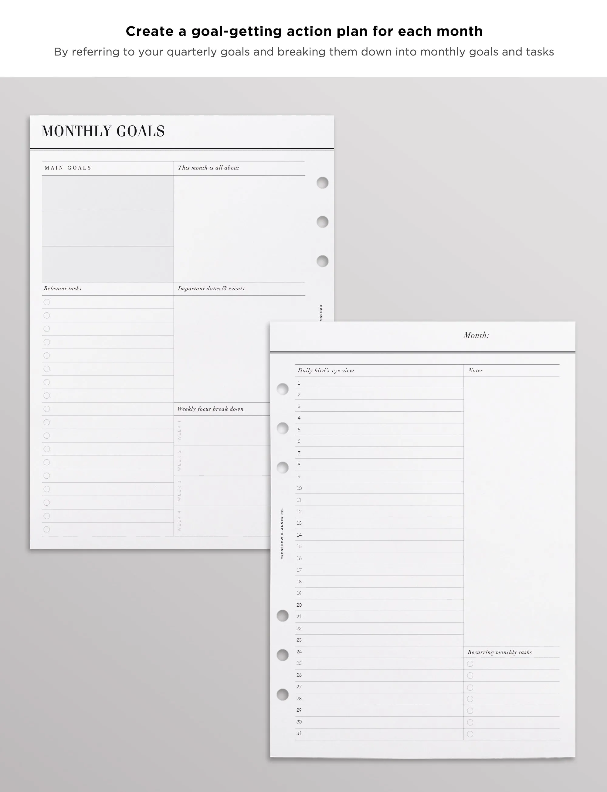 12 Month Goal Planning Bundle | A5 Planner Inserts