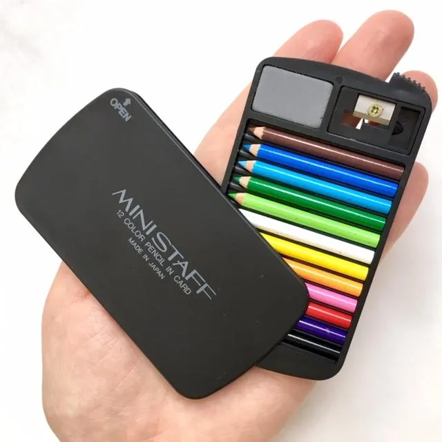 22132 12 mini pencils in plastic case set-Black-1