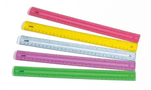 30cm Rulers; 5-Colour Set 10pc