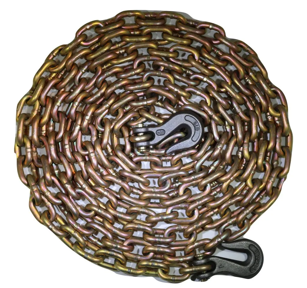 5/16" x 20 Ft Grade 70 Transport Chain w/ Clevis Grab Hooks USA