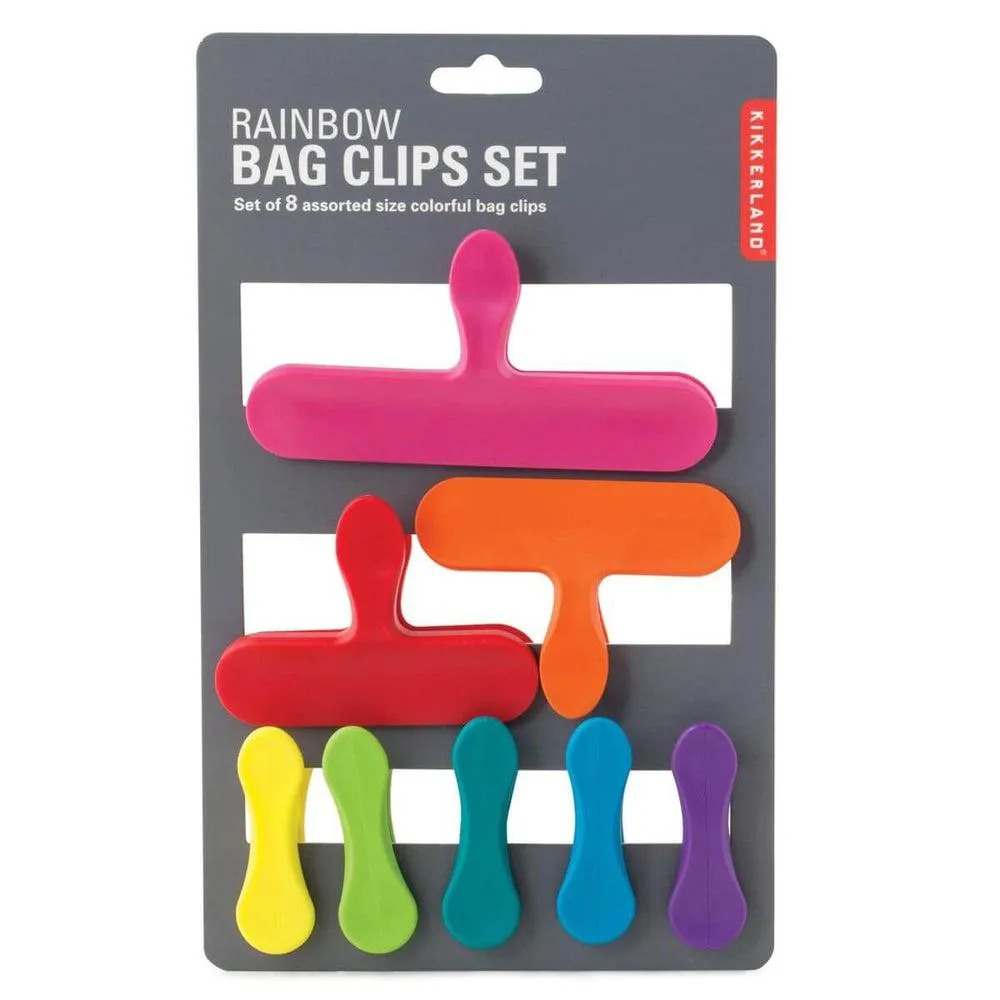 Assorted Rainbow Bag Clips 8 Pack