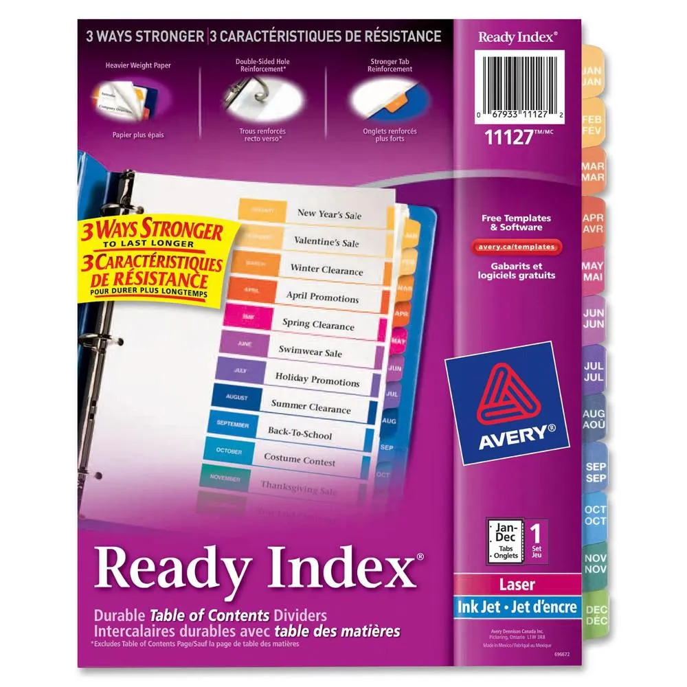 Avery Index Dividers Jan-Dec