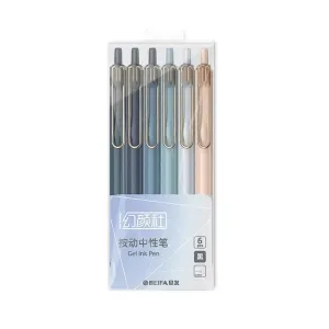 Beifa Morandi Retractable Gel Pen Black 0.5mm- Pack of 6