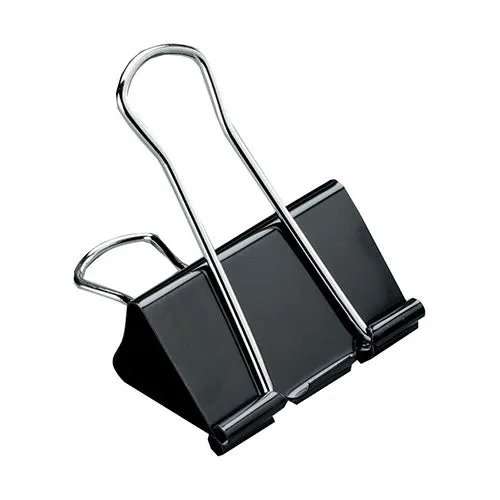 Belgravia Stationery (25mm) Foldback Clips Tub (Black) Pack of 10