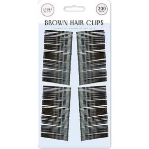 Brown Hair Grips 200 Pack - Bobby Pins Clips Styling Accessories Salon Supplies