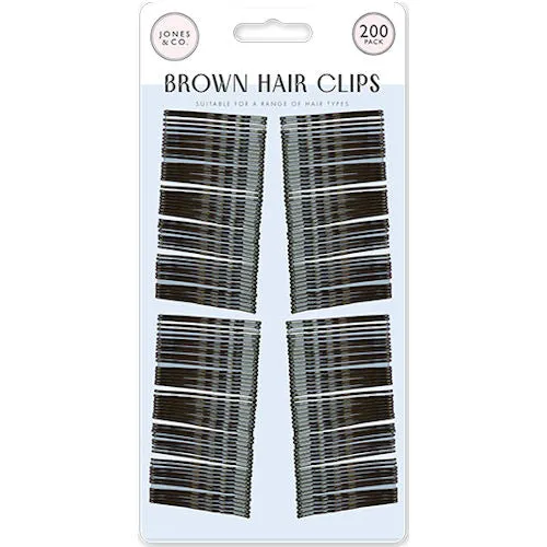 Brown Hair Grips 200 Pack - Bobby Pins Clips Styling Accessories Salon Supplies