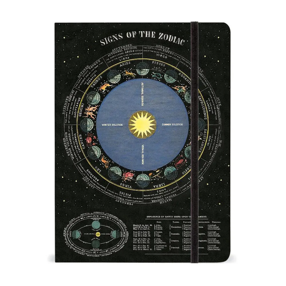 Cavallini Large Notebook with Elastic Closure - Zodiac