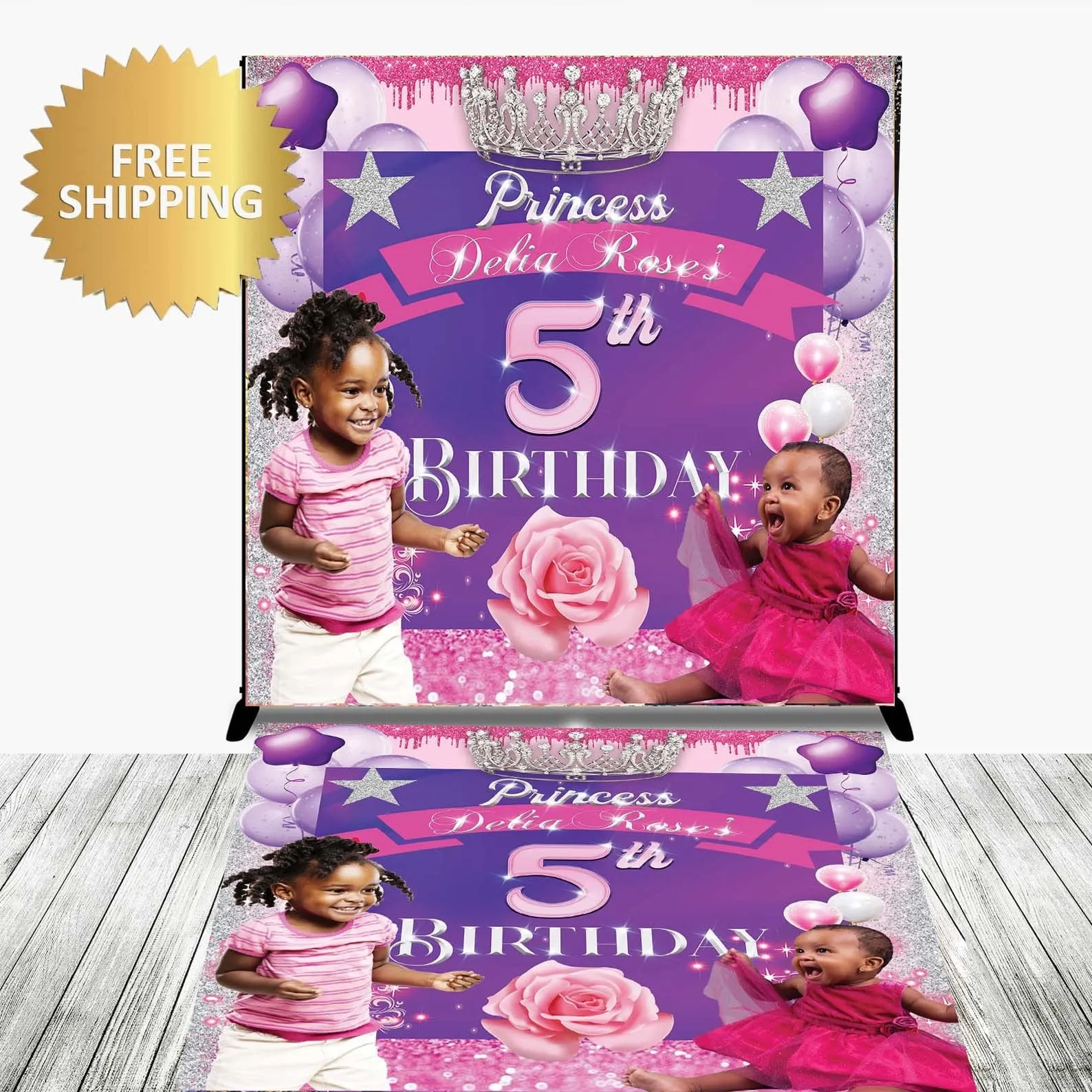 Custom Floor Decal sticker,  5th birthday backdrop decal, Floor Sticker, Birthday backdrop, Birthday floor sticker, princess decal