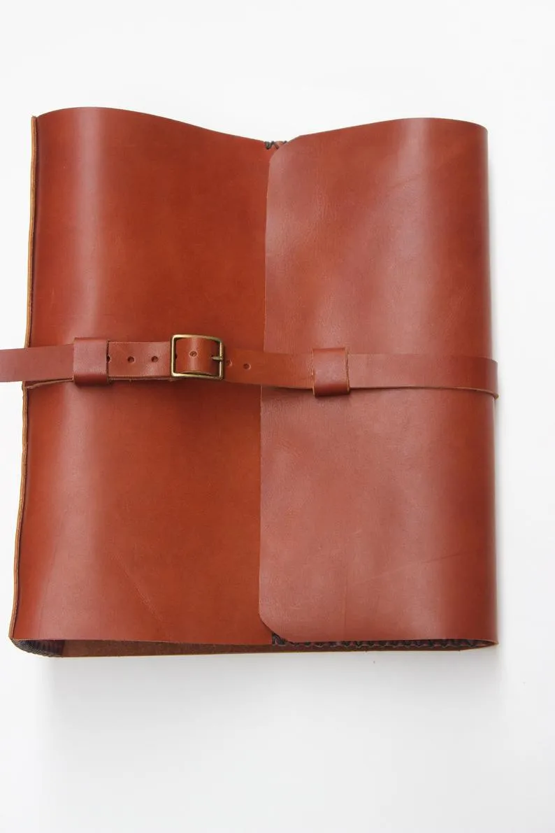 Custom Leather Ring Leather Binder Portfolio-Handmade Brown Leather Ring Binder