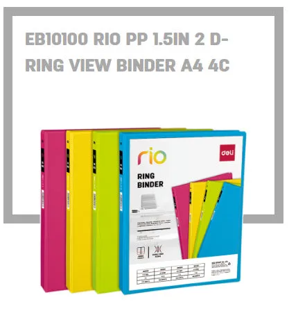 Deli Rio PP 1.5 Inch 2D-Ring View Binder A4 Size