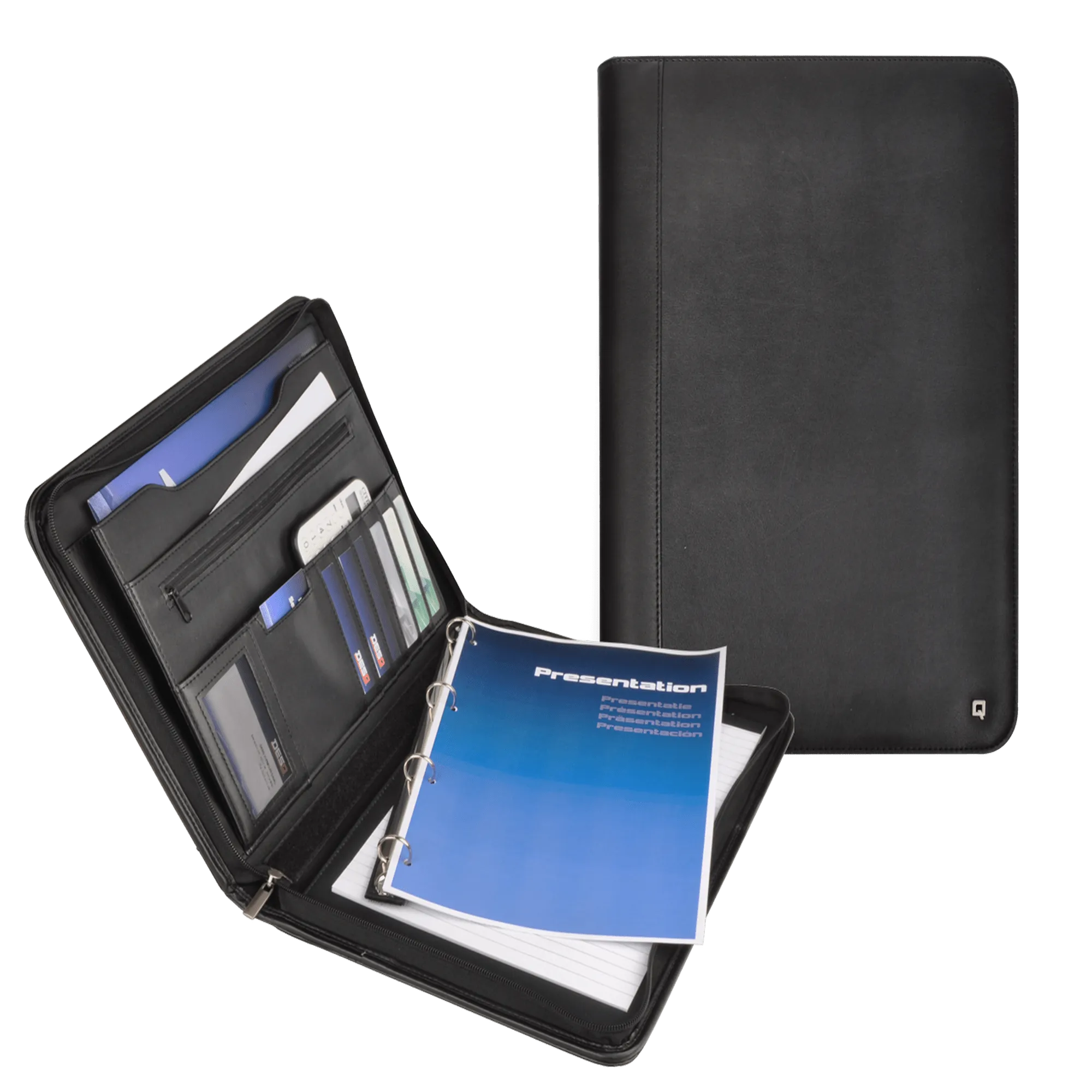 DesQ A4 Zipped conference folder with ringmechanism