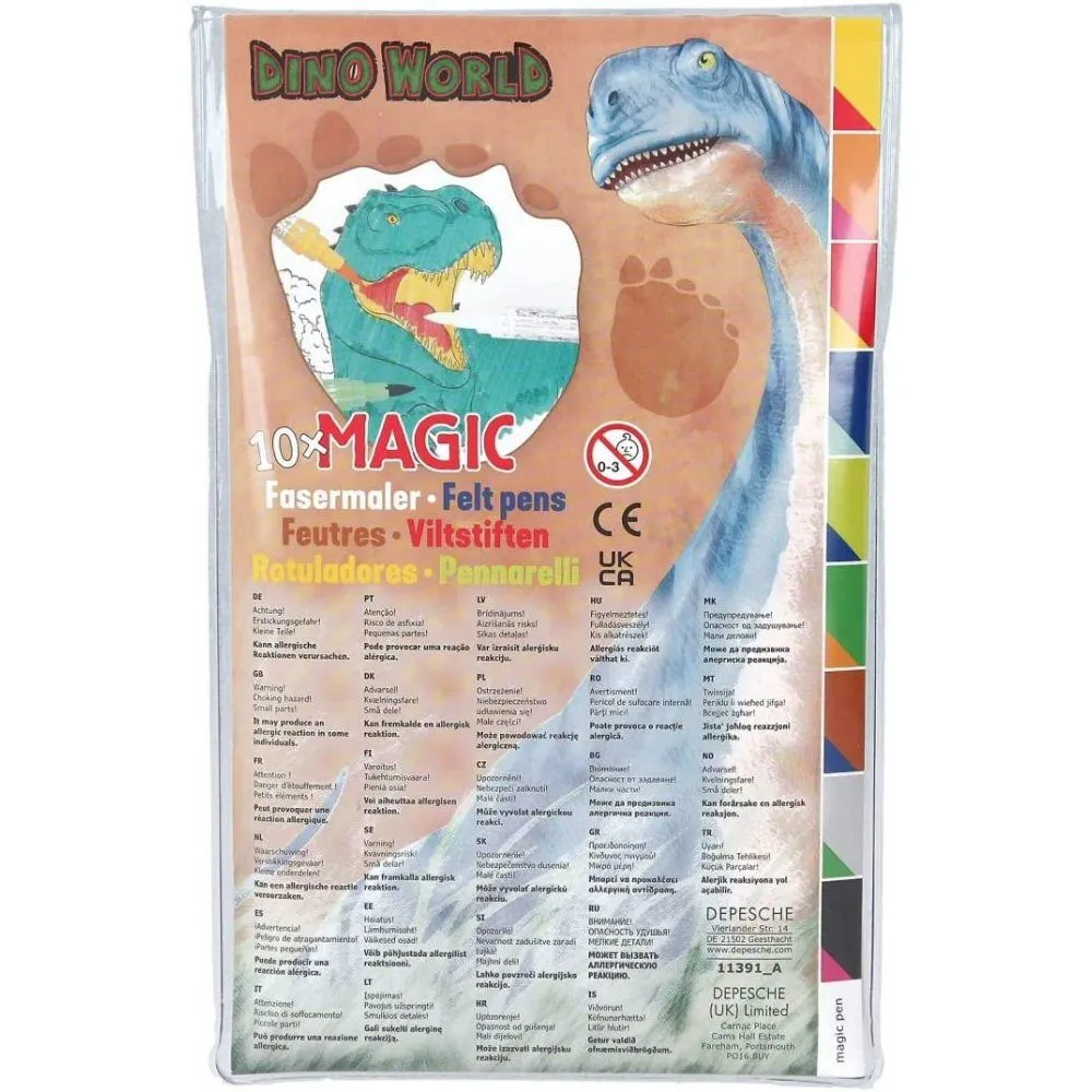 Dino World Double-Ended Magic Marker Pen Set