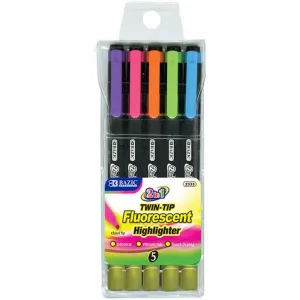 Double Tip Fluorescent Highlighters 5pcs