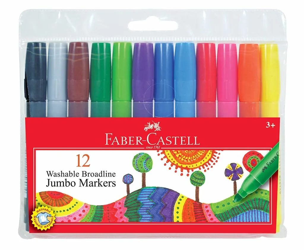 Faber-Castell Broadline Tip Jumbo Washable Markers (12 Count)