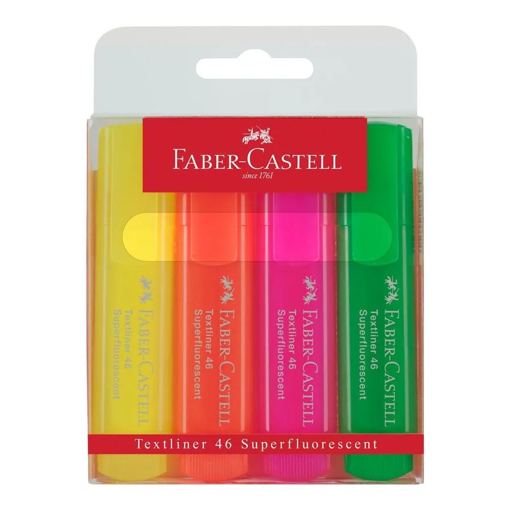 Faber-Castell Textliner Fluorescent Highlighter Chisel Tip 4pk