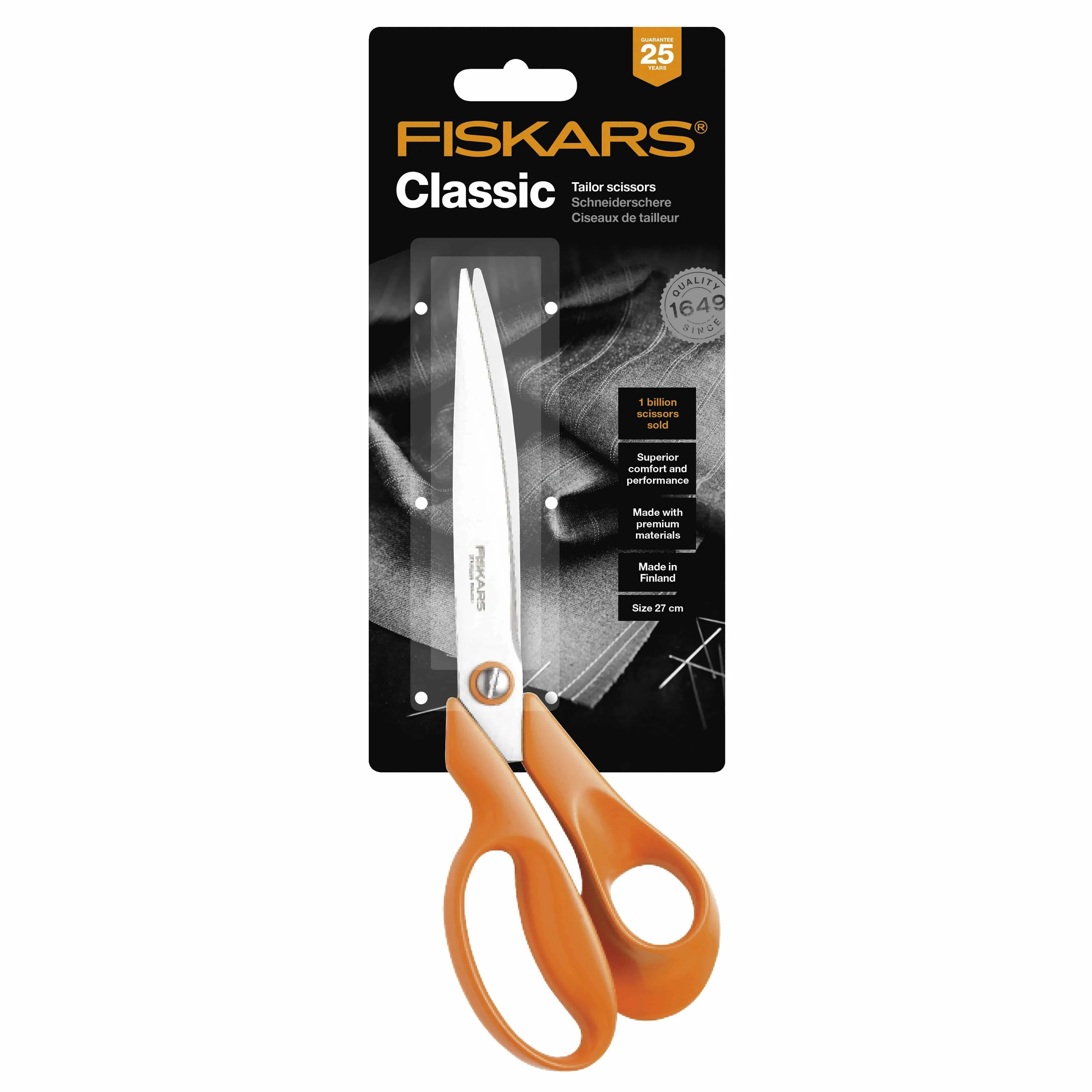 FISKARS Scissors: Classic: TAILORS SHEARS: 27cm or 10.6in - Right Hand Use