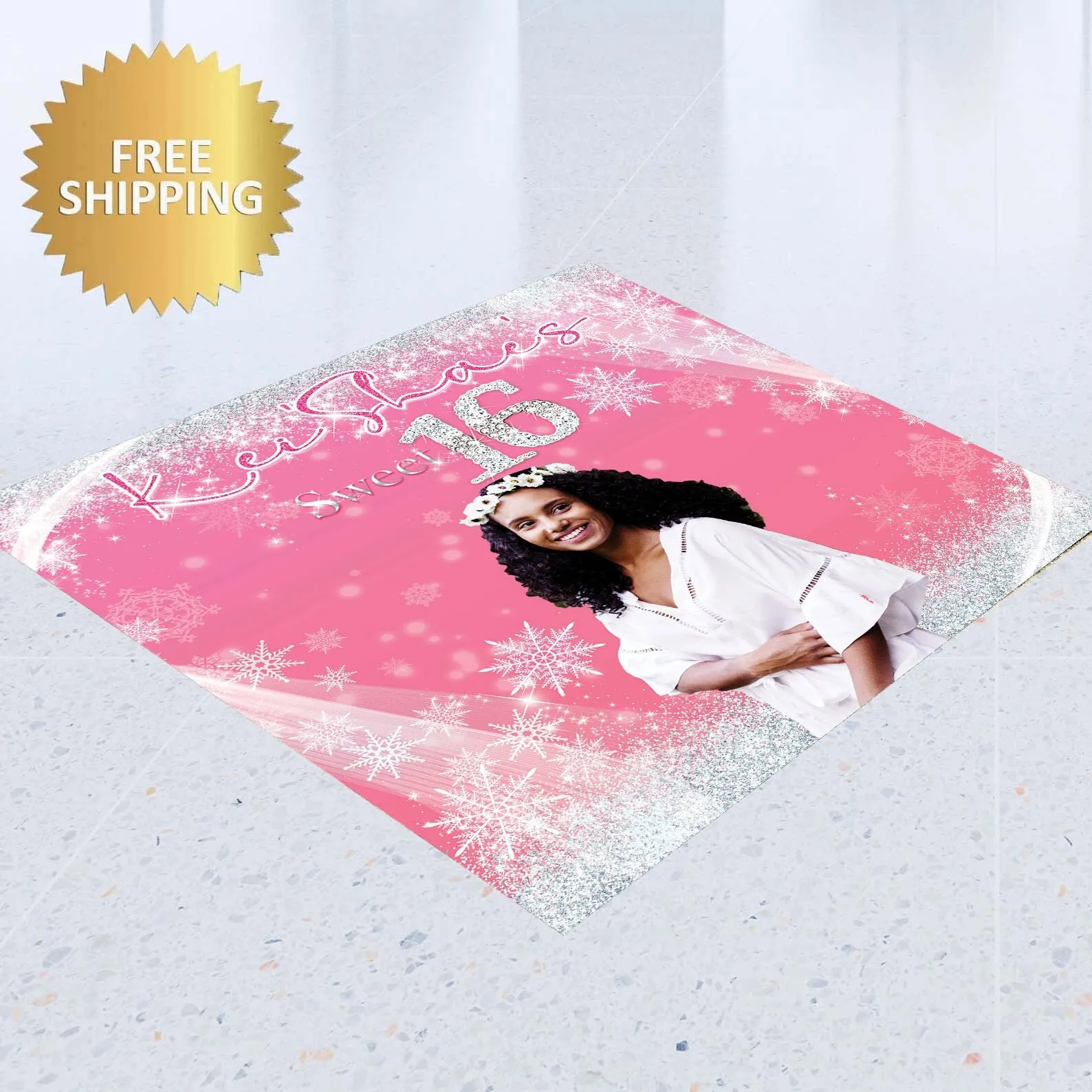 Floor Decal sticker, Removable sticker, Removable vinyl sticker, Floor Sticker, Winter Wonderland backdrop, wonderland decal, pink decal