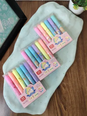 Kawaii highlighter with stamp (6 highlighters pack )