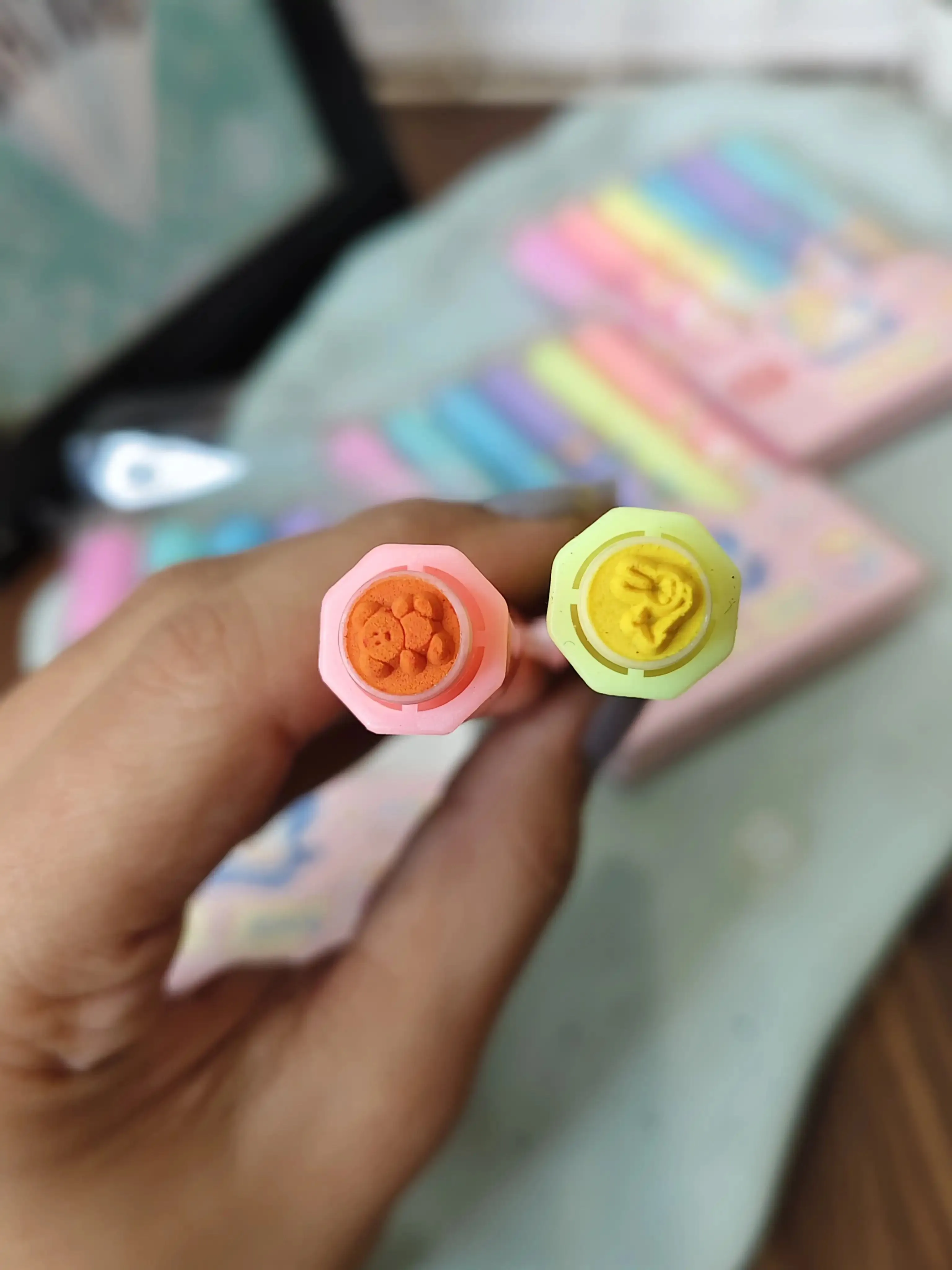 Kawaii highlighter with stamp (6 highlighters pack )