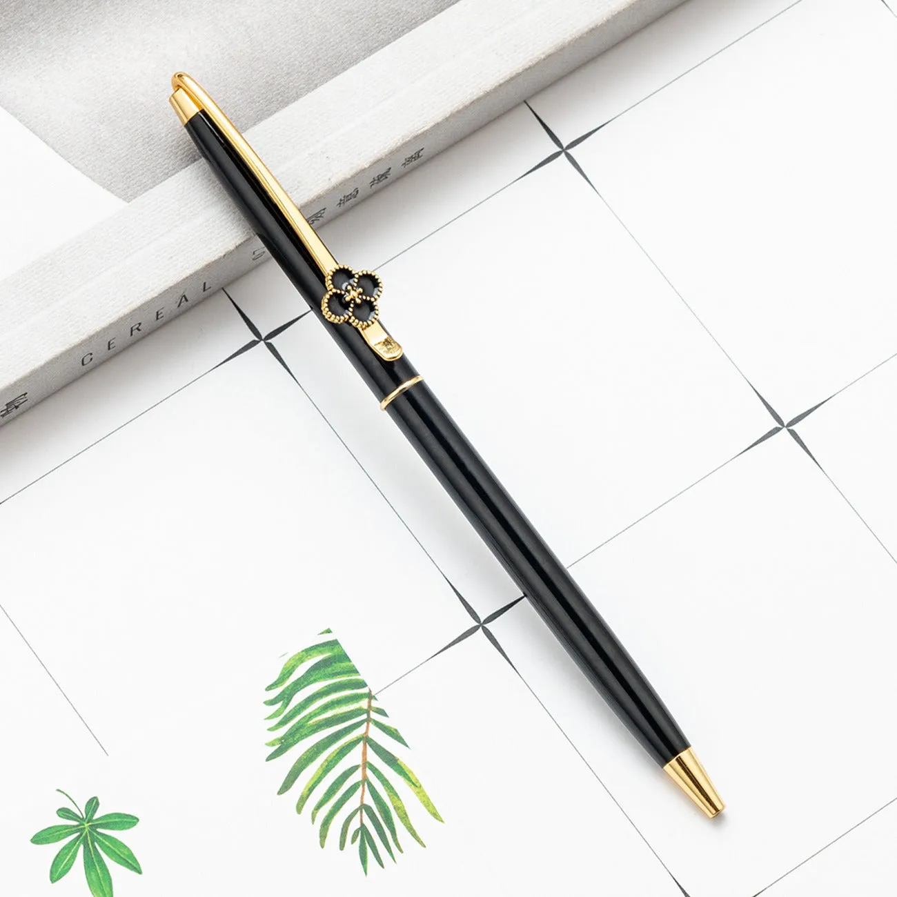 Leaf Clover Flower Metal Body Premium Ball Point Pen