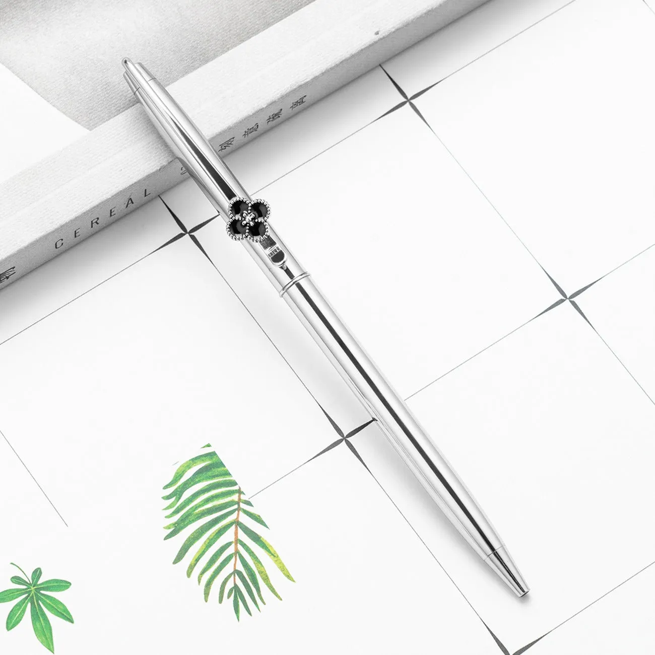 Leaf Clover Flower Metal Body Premium Ball Point Pen