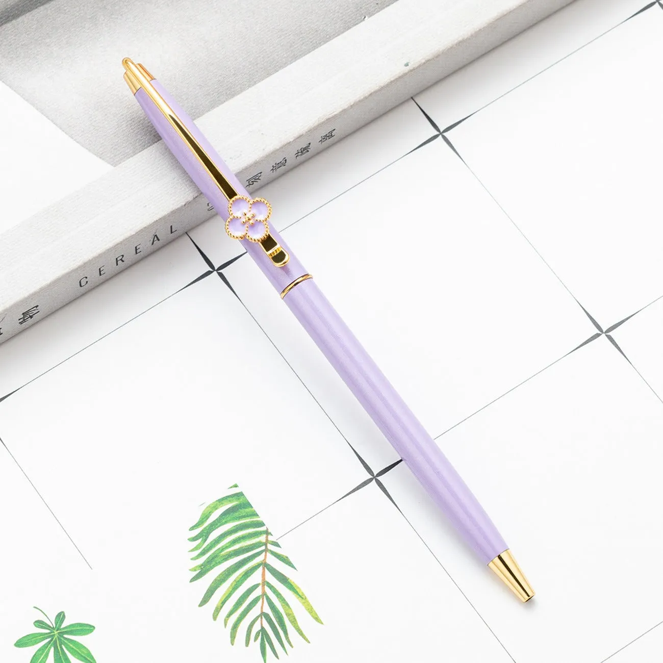 Leaf Clover Flower Metal Body Premium Ball Point Pen