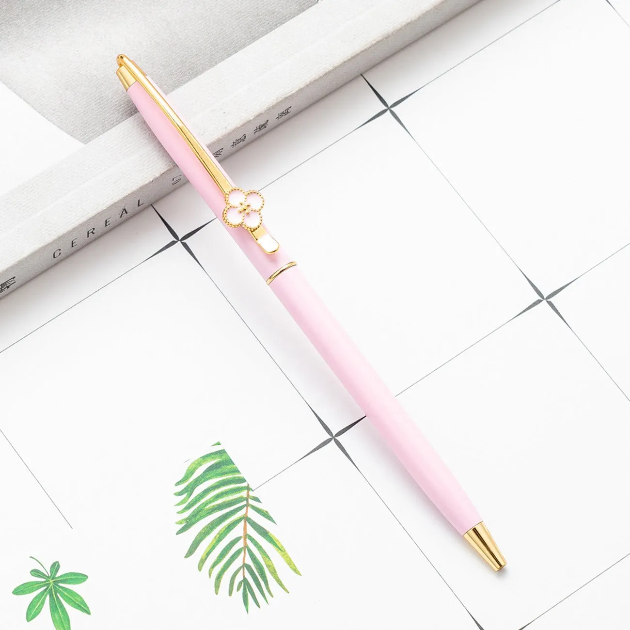Leaf Clover Flower Metal Body Premium Ball Point Pen