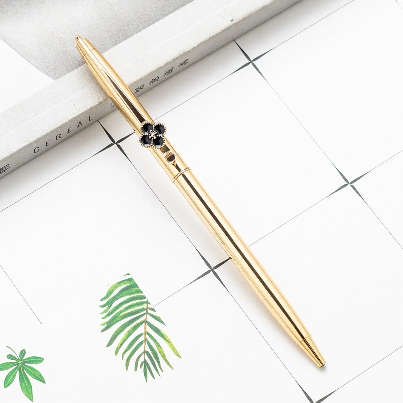 Leaf Clover Flower Metal Body Premium Ball Point Pen