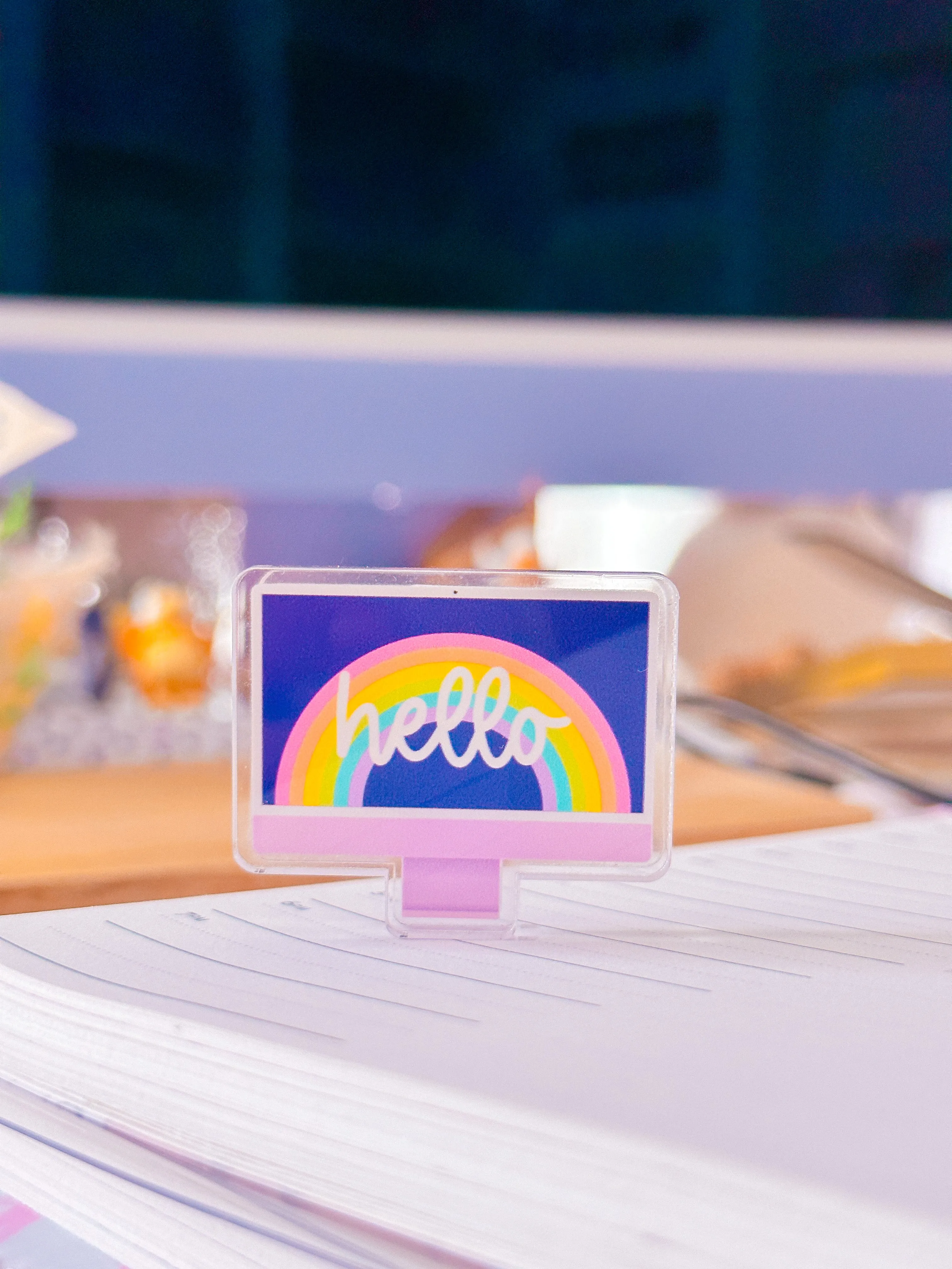 Mini Acrylic Clip - Purple Computer