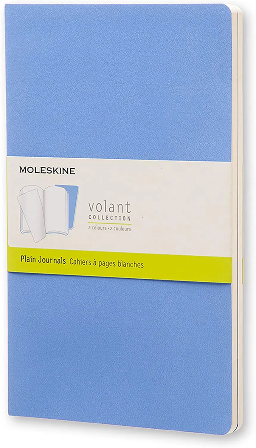 Moleskine Volant Plain Large Notebook Set of 2 Royal Blue