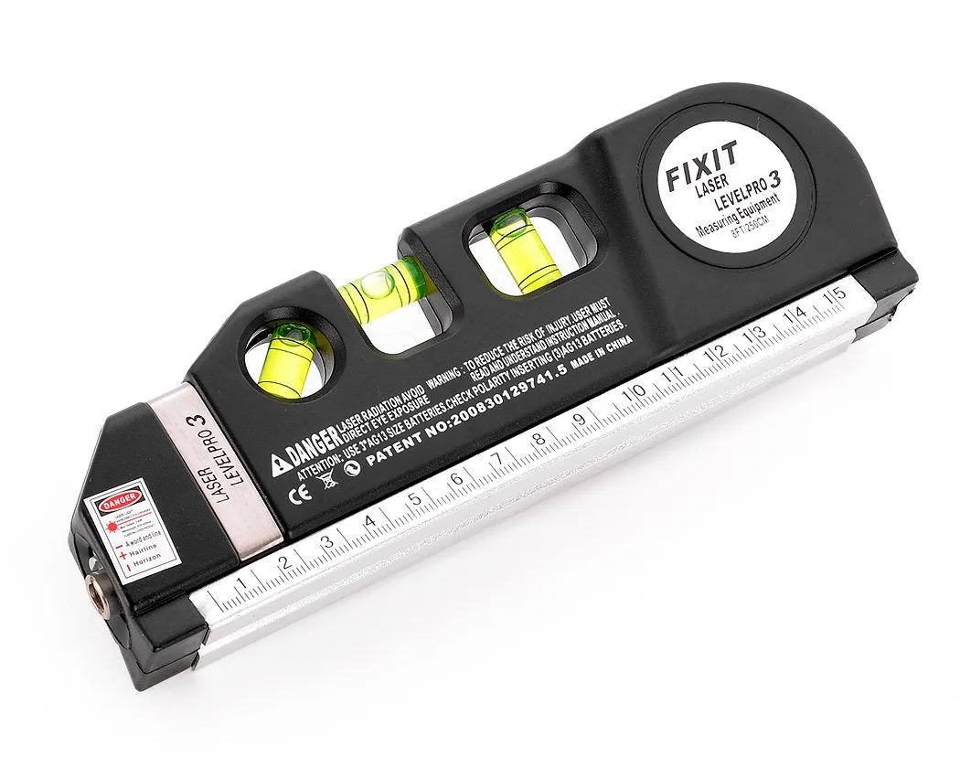 Multipurpose Laser Level with Bubble Level Measure Tape and Rulers