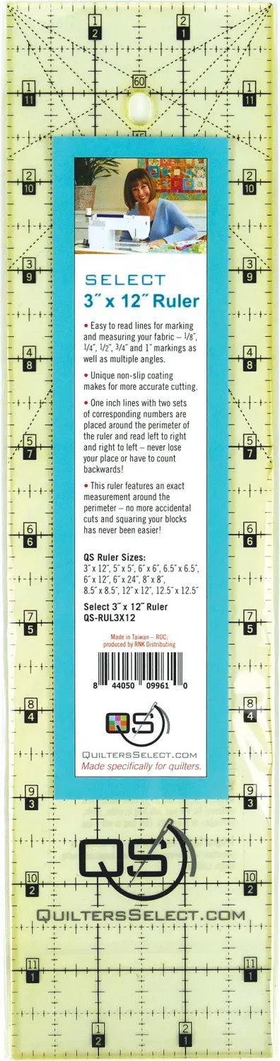 Quilters Select Non-Slip Rulers, Various sizes