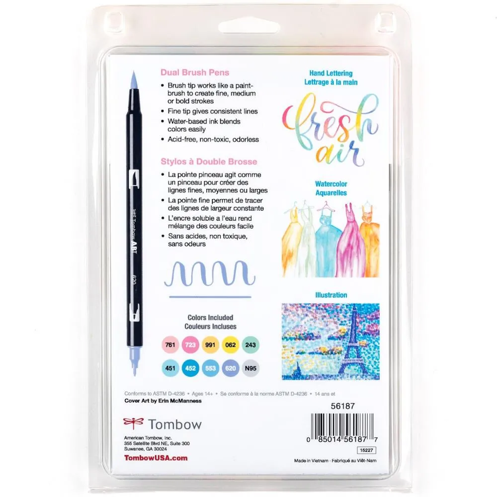 Tombow Dual Brush Pen Set 10pk Pastel Colours