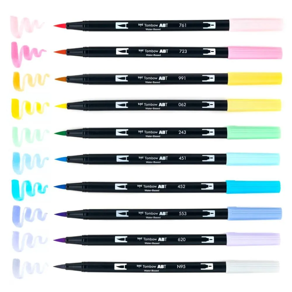 Tombow Dual Brush Pen Set 10pk Pastel Colours